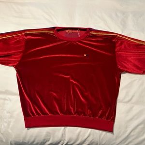 Aviators Nation Classic Velvet Relaxed Sweatshirt in Red